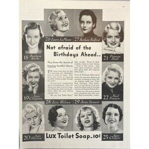 LUX Toilet Soap "Jean Harlow-Barbara Bedford-June Collyer-et.al. Print Ad 1932